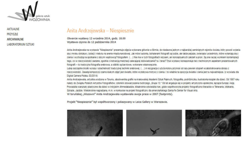 Anita Andrzejewska – „Niespiesznie”/”Slowly” exhibition
